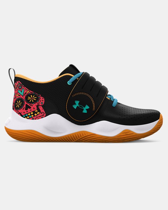 Grade School UA Zone BB Day Of The Dead Basketball Shoes, Black, pdpMainDesktop image number 0